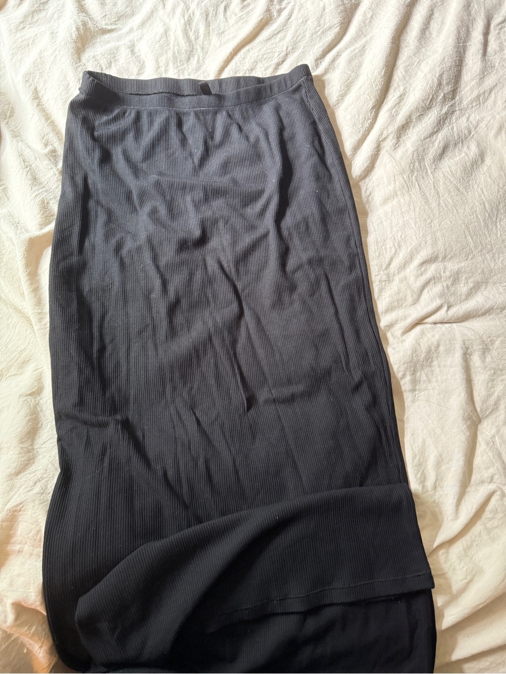 SKIMS Black Ribbed Maxi Skirt